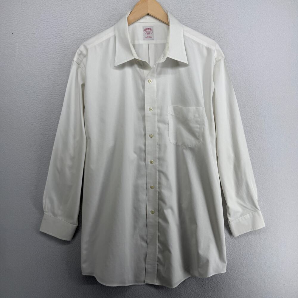BROOKS BROTHERS Shirt Mens 17.5 2/3 346 Dress Oxford Non Iron Cotton White